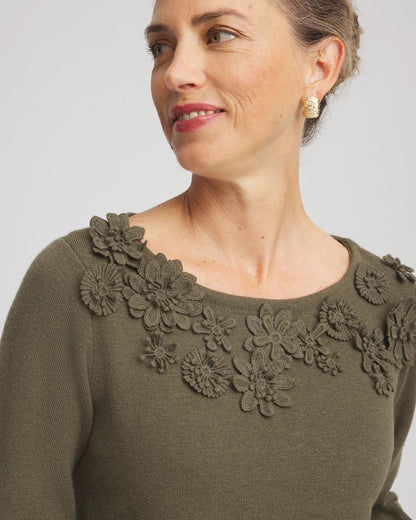 Chico's Appliqué Flared-Sleeve Sweater