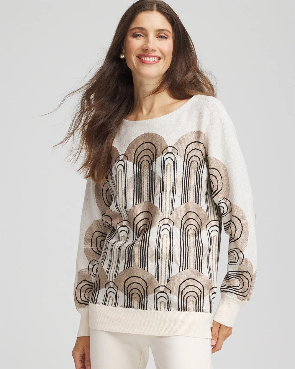 Chico's Art Deco Dolman Pullover Sweater