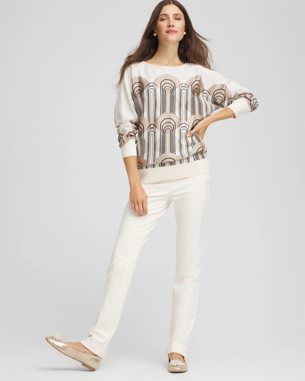 Chico's Art Deco Dolman Pullover Sweater