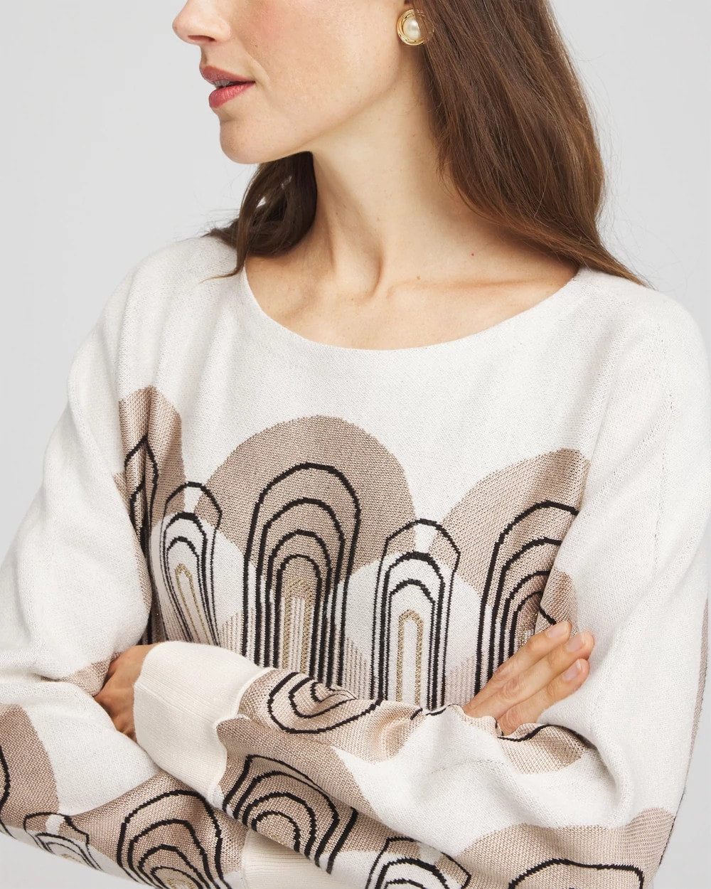 Chico's Art Deco Dolman Pullover Sweater