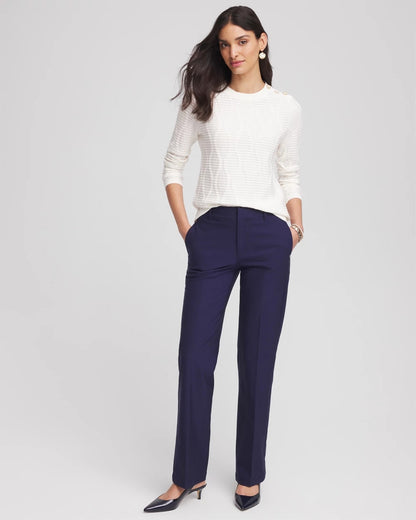 Chico's Button Shoulder Crewneck Pullover