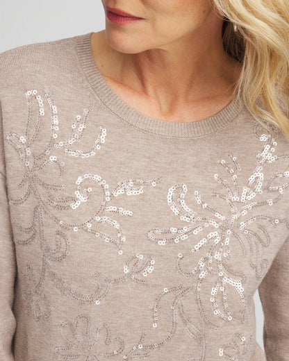 Chico's Floral Sequined Pullover