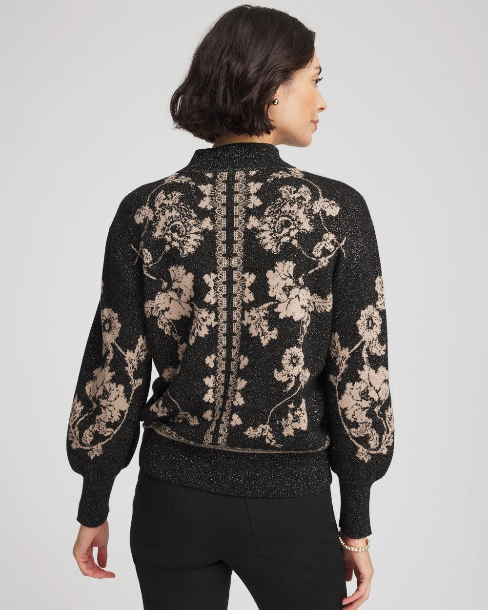 Chico's Bryne Jacquard Mockneck Pullover