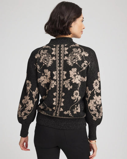 Chico's Bryne Jacquard Mockneck Pullover