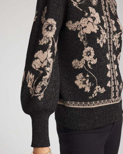 Chico's Bryne Jacquard Mockneck Pullover