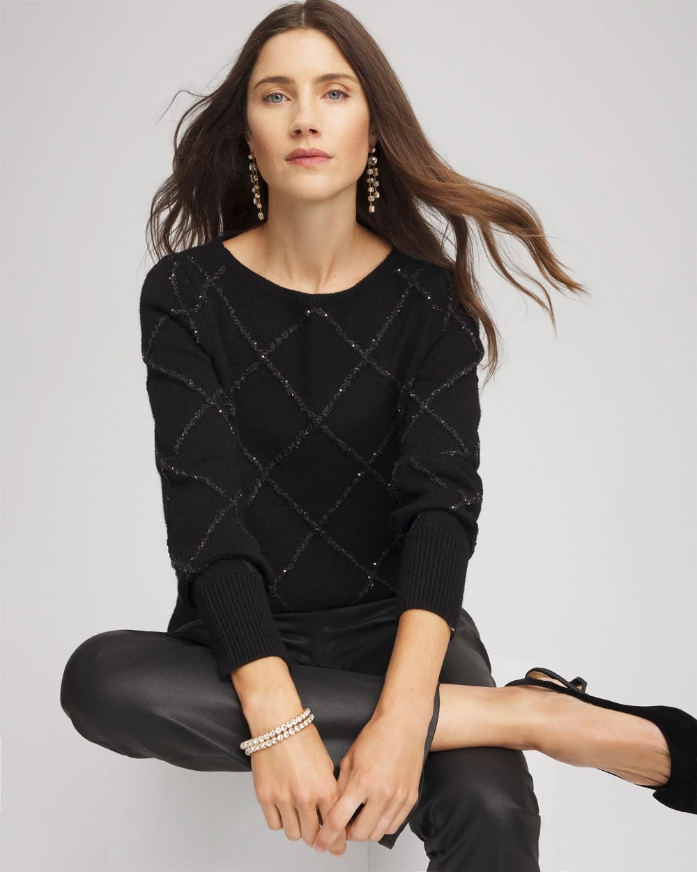 Chico's Sparkling Diamonds Pullover Sweater