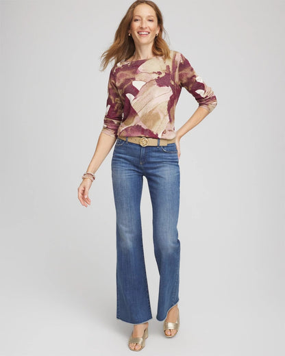 Chico's Ella Ocean Glitz Boatneck Sweater