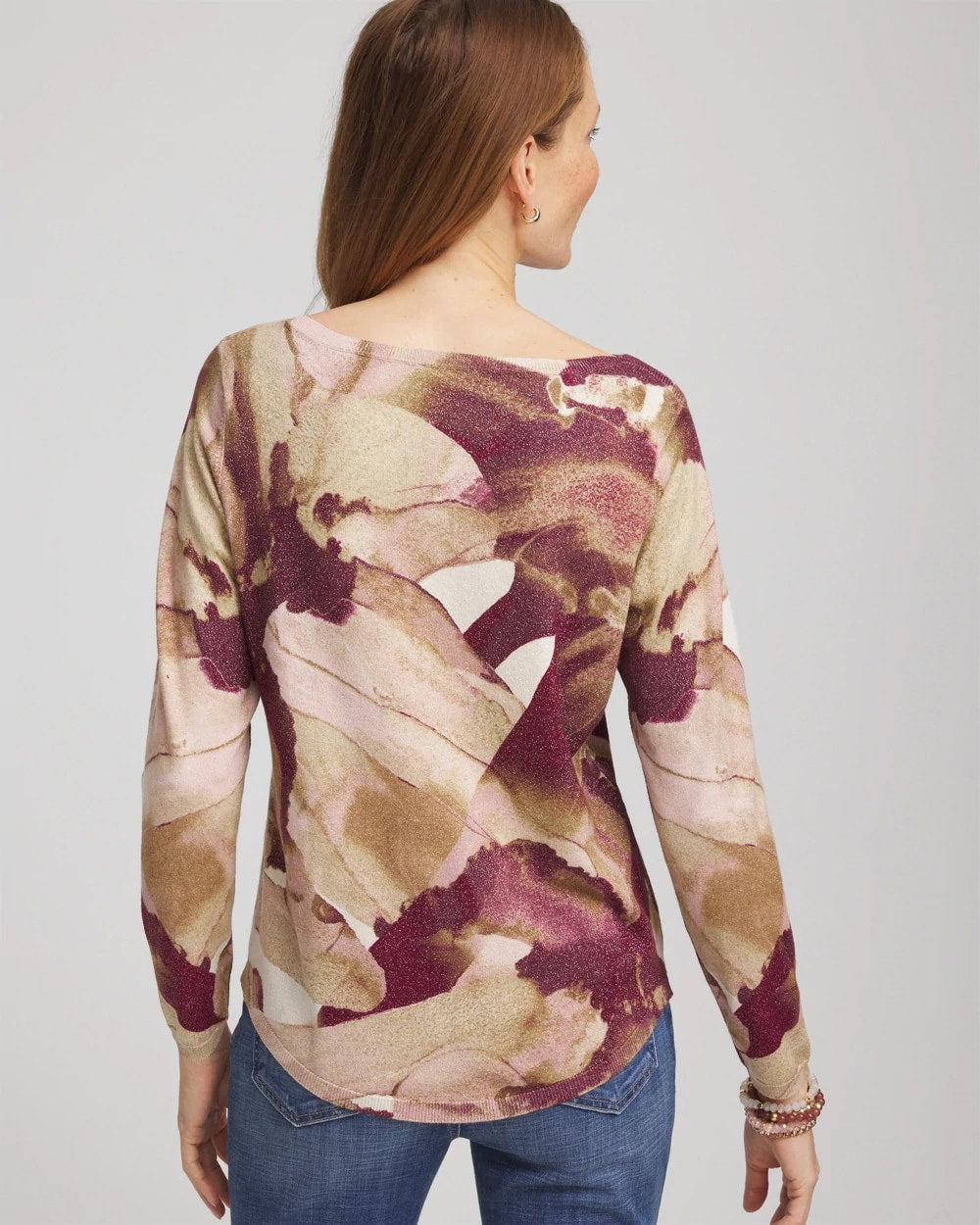 Chico's Ella Ocean Glitz Boatneck Sweater