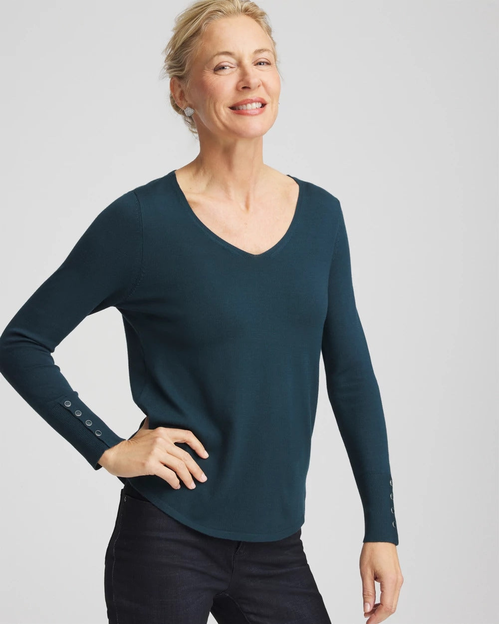 Chico's Ella V-Neck Pullover Sweater