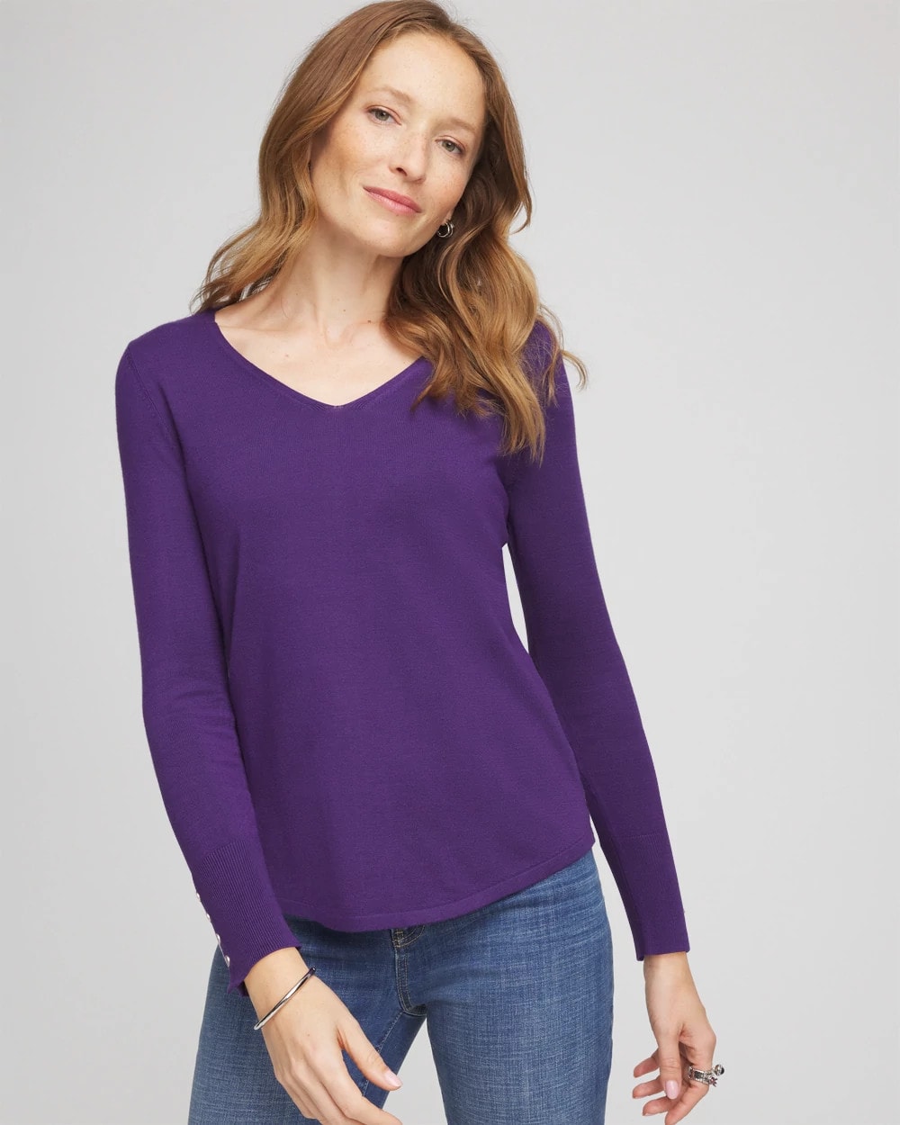 Chico's Ella V-Neck Pullover Sweater