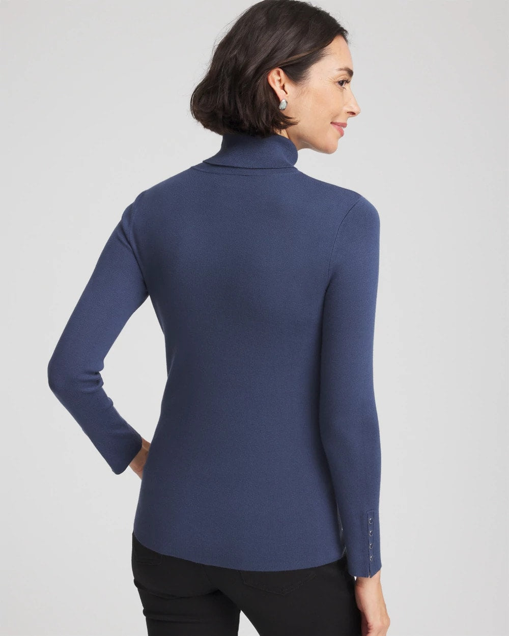 Chico's Ella Button Cuff Turtleneck Sweater