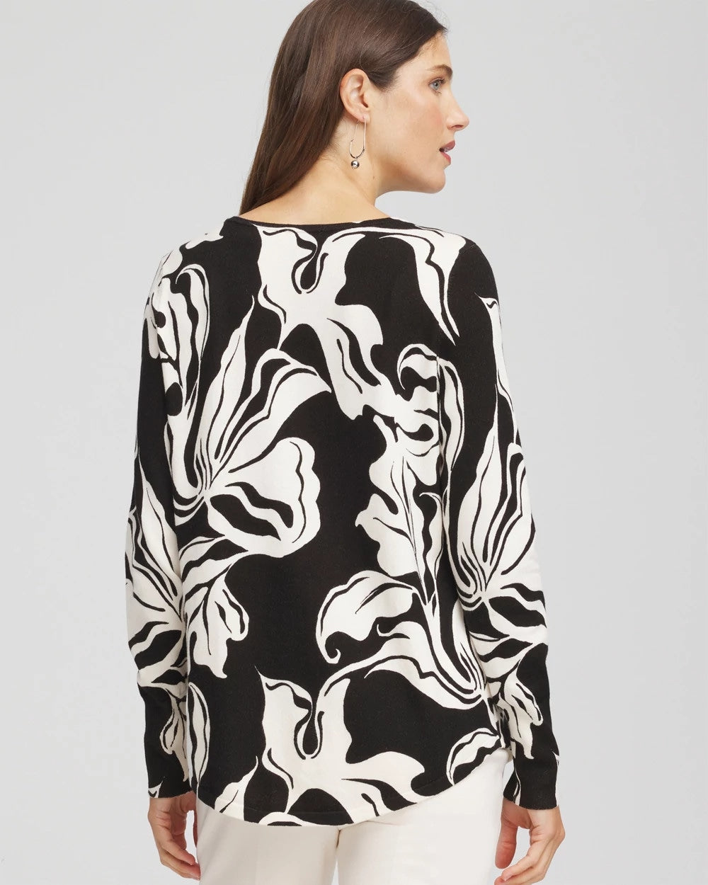 Chico's Ella Printed V-Neck Sweater