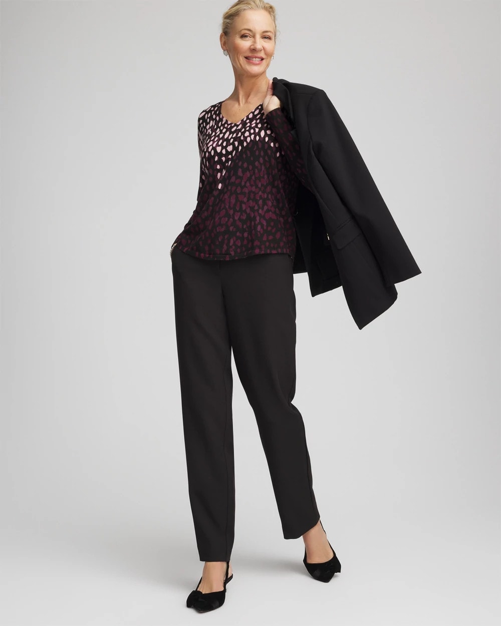 Chico's Ella Printed V-Neck Sweater