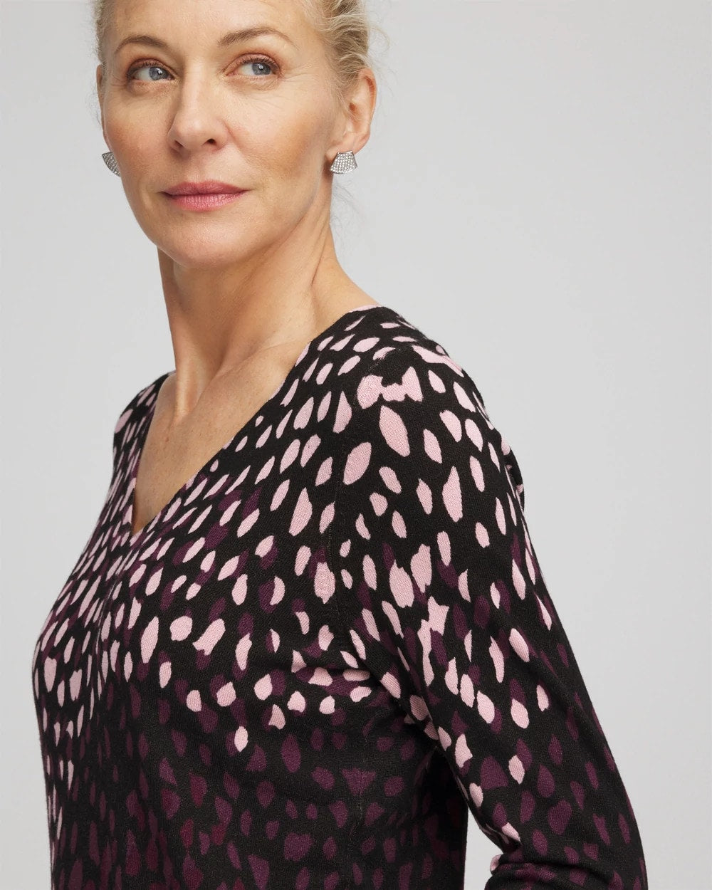 Chico's Ella Printed V-Neck Sweater
