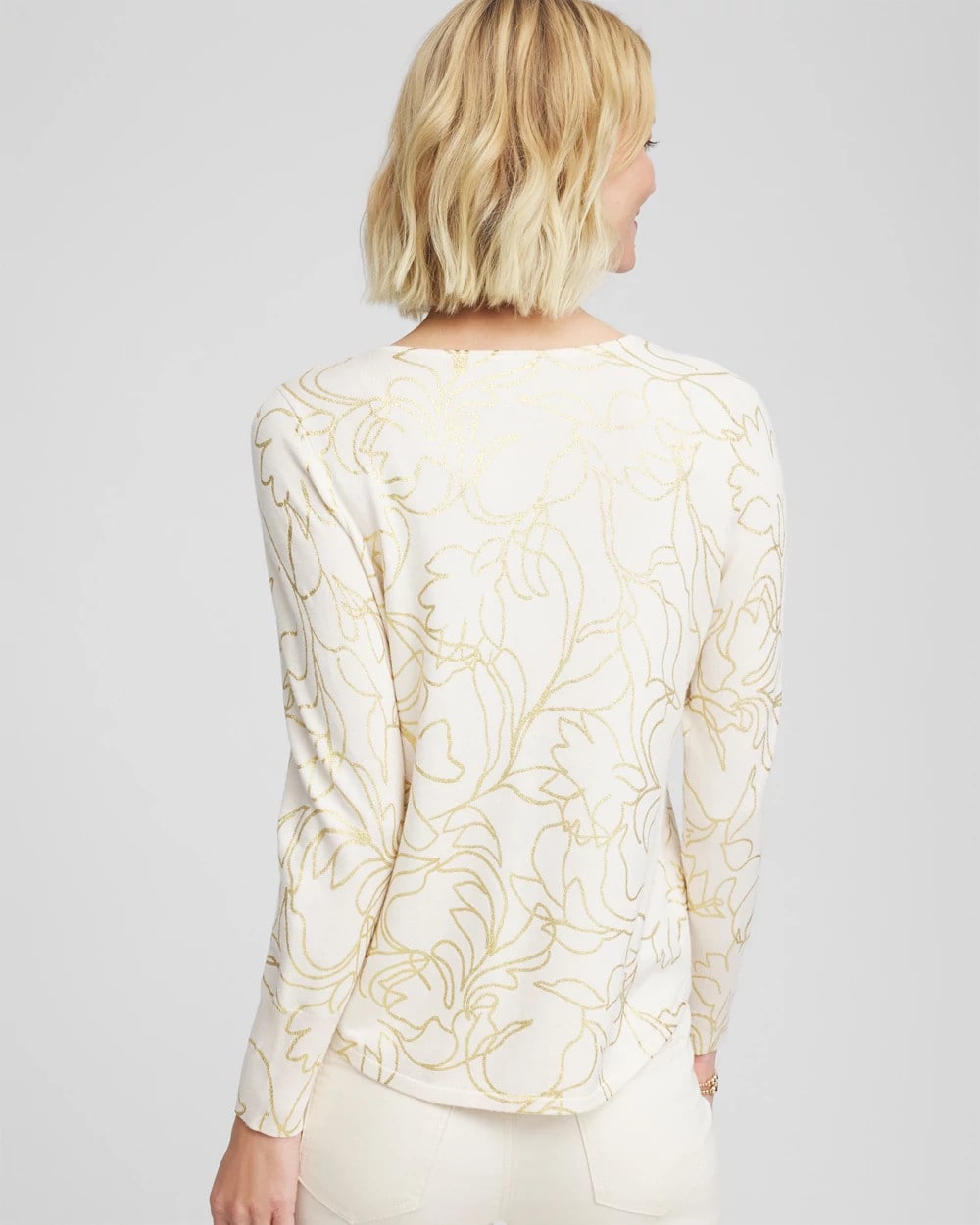 Chico's Ella Foiled V-Neck Sweater
