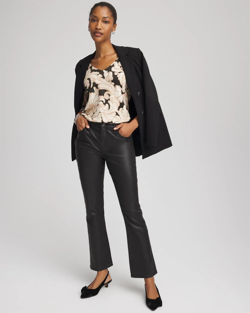 Chico's Ella Metallic V-Neck Sweater