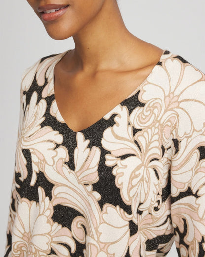 Chico's Ella Metallic V-Neck Sweater