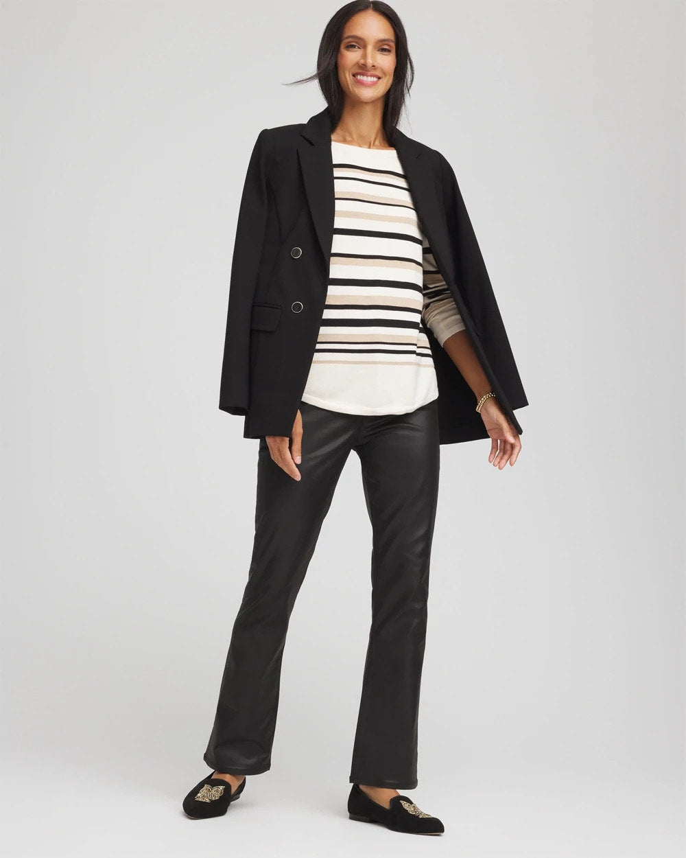 Chico's Ella Stripe Boatneck Sweater