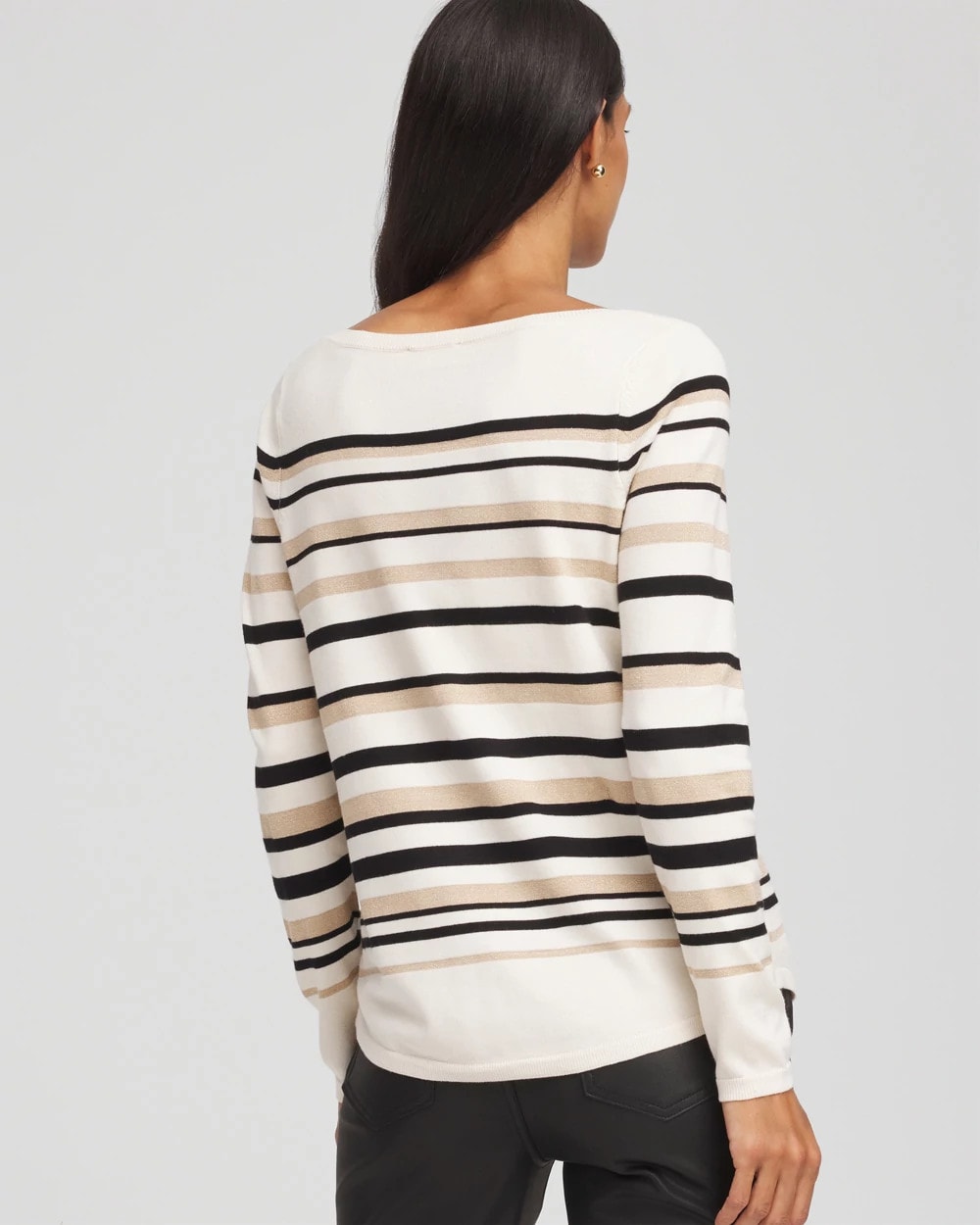 Chico's Ella Stripe Boatneck Sweater