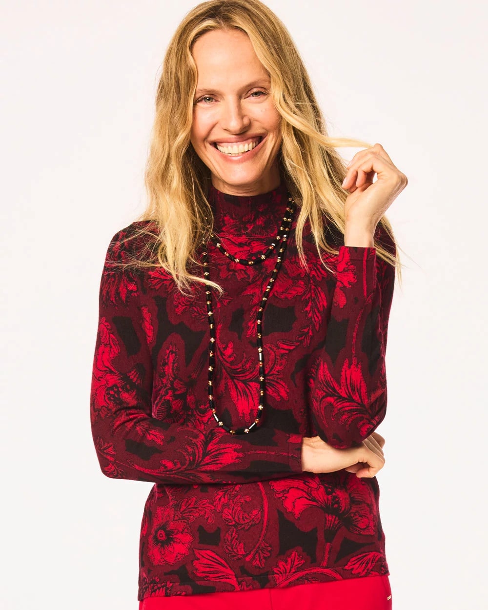 Chico's Ella Printed Mockneck Sweater