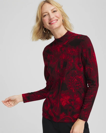 Chico's Ella Printed Mockneck Sweater