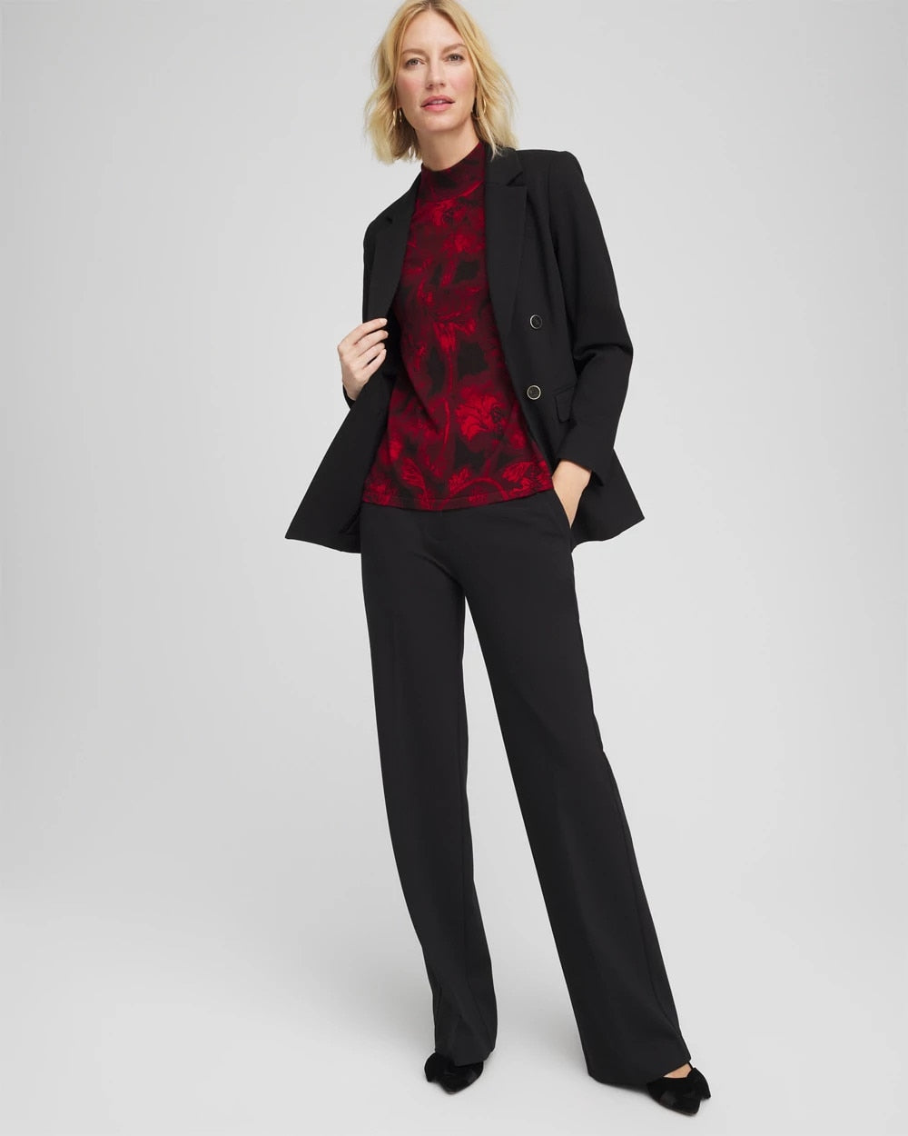 Chico's Ella Printed Mockneck Sweater
