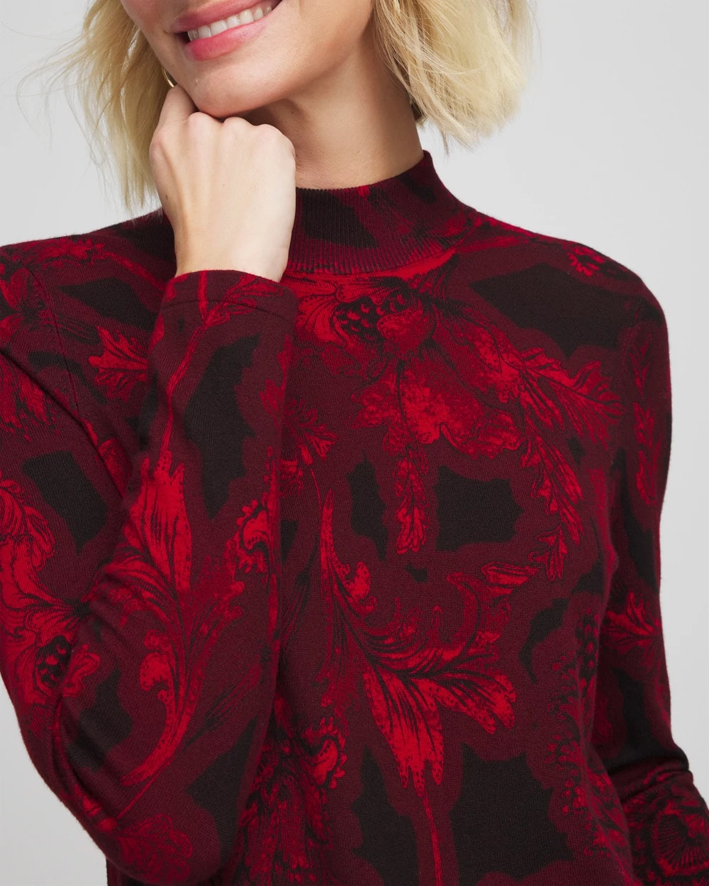 Chico's Ella Printed Mockneck Sweater