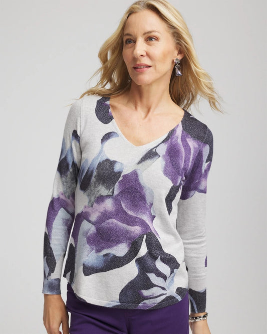 Chico's Ella V-Neck Pullover Sweater
