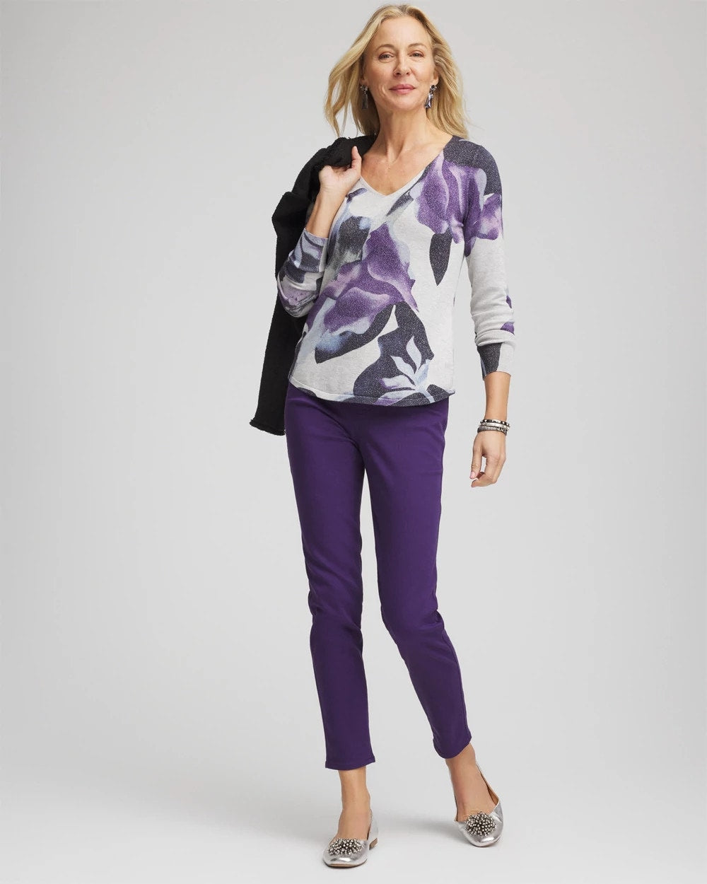 Chico's Ella V-Neck Pullover Sweater