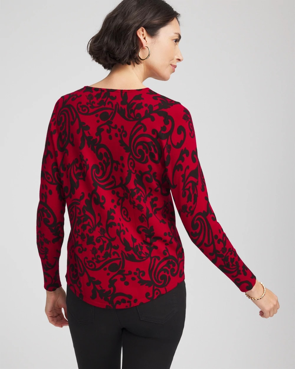 Chico's Ella Printed V-Neck Sweater