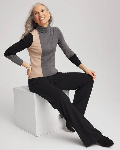 Chico's Ella Colorblock Intarsia Turtleneck Sweater