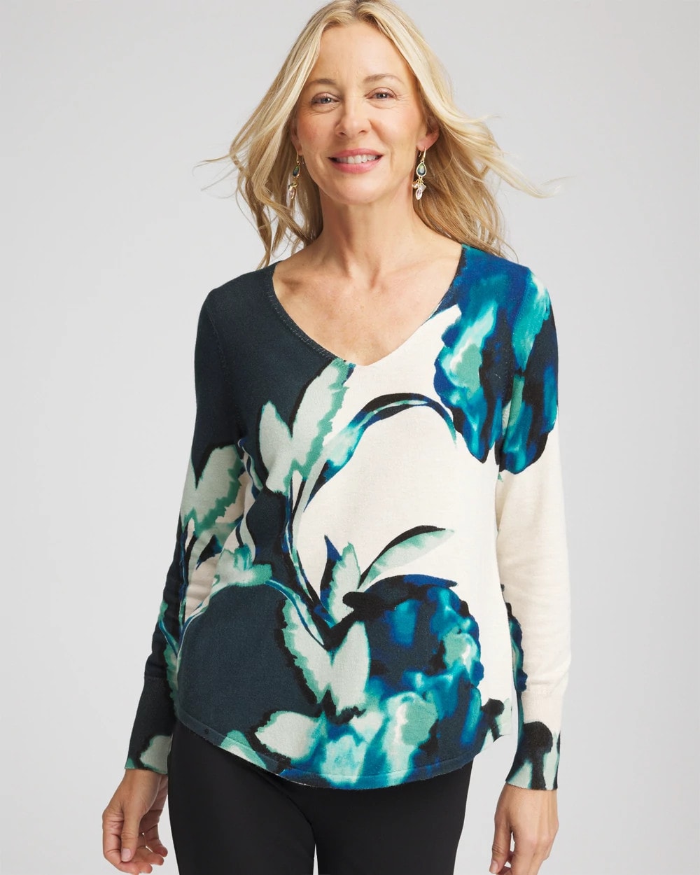 Chico's Ella Glacier V-Neck Pullover