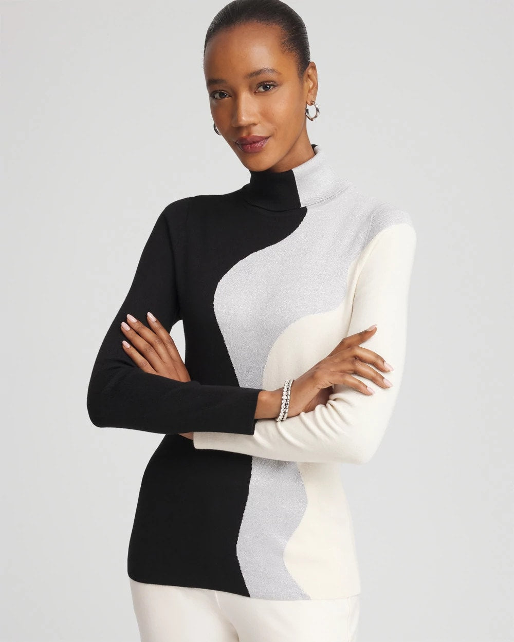 Chico's Ella Turtleneck Intarsia Sweater