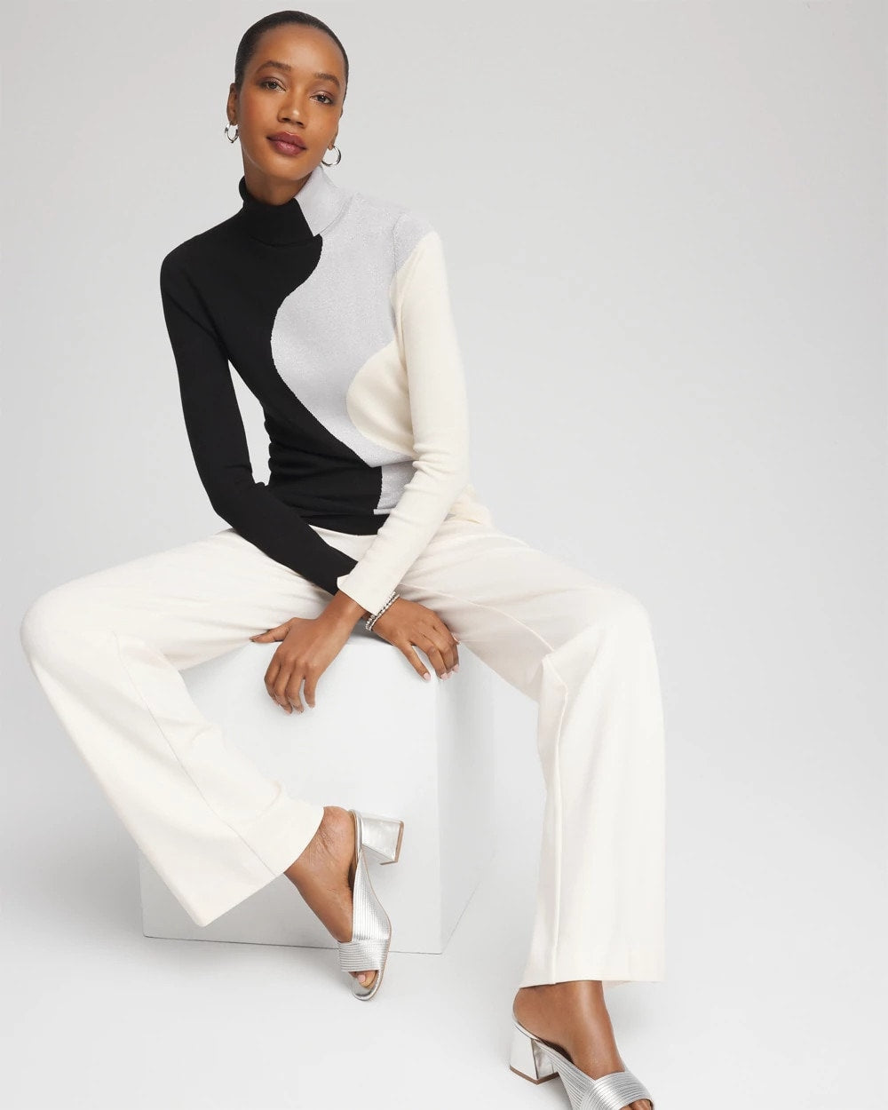 Chico's Ella Turtleneck Intarsia Sweater