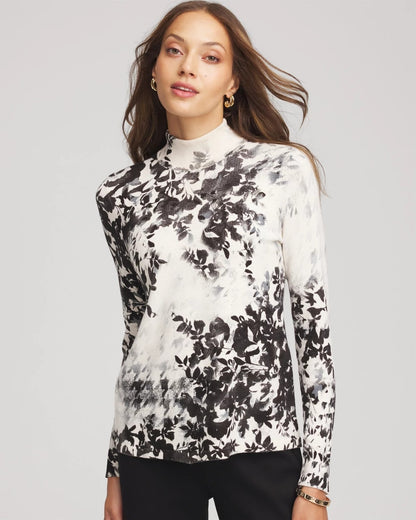 Chico's Ella Houndstooth Mockneck Sweater