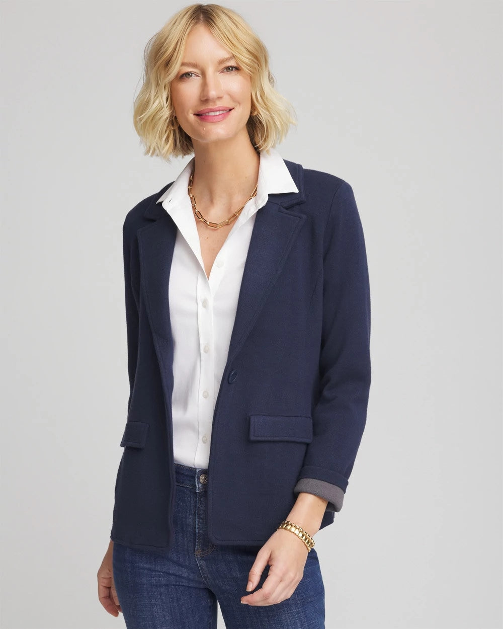 Chico's Single-Breasted Sweater Blazer