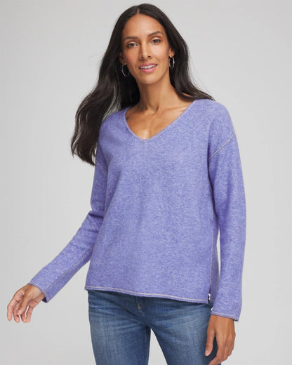 Chico's Contrast Stitch Detail Pullover