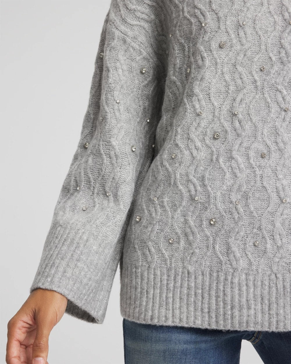 Chico's Sequined Cable Knit Sweater