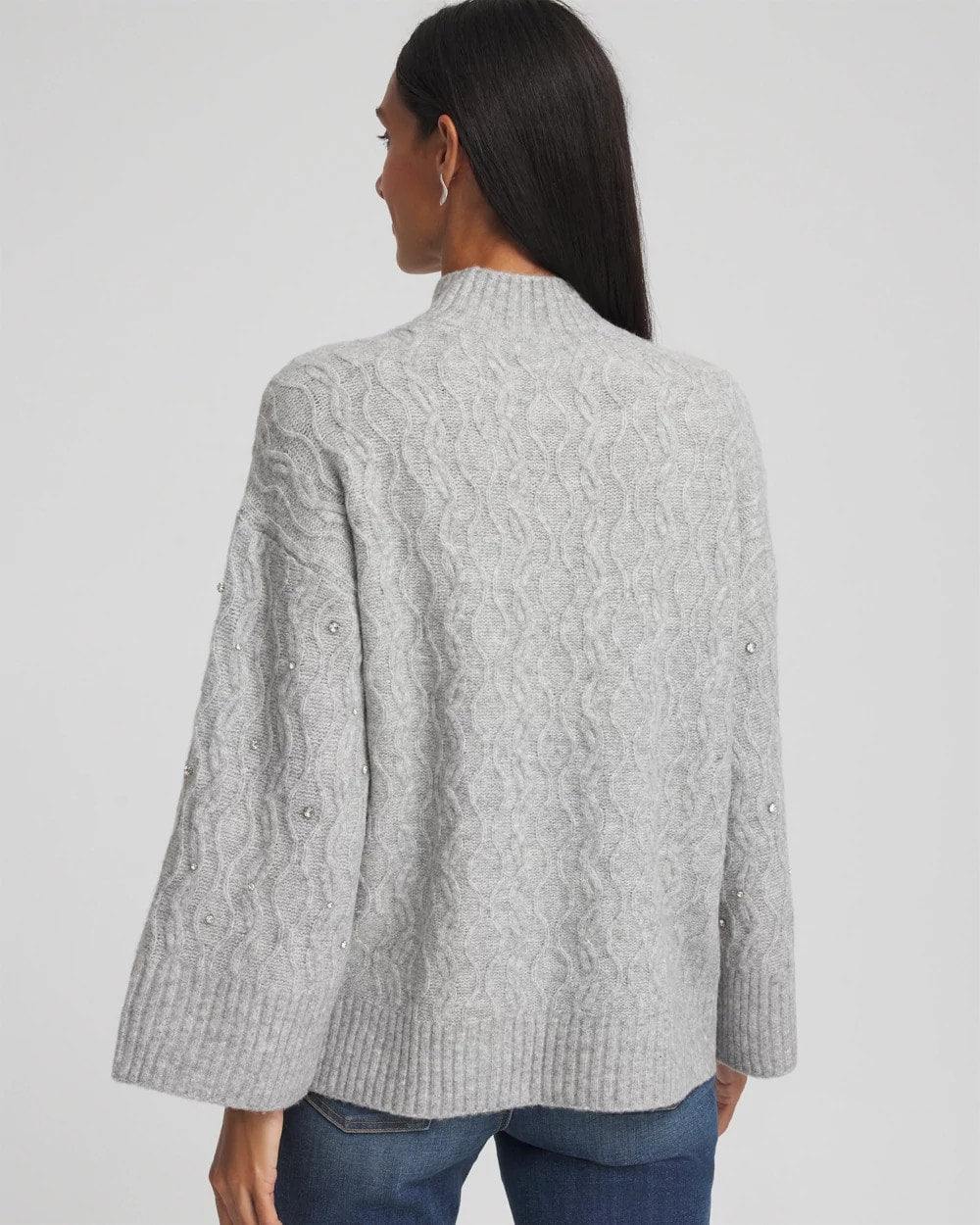 Chico's Sequined Cable Knit Sweater