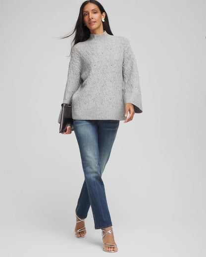Chico's Sequined Cable Knit Sweater