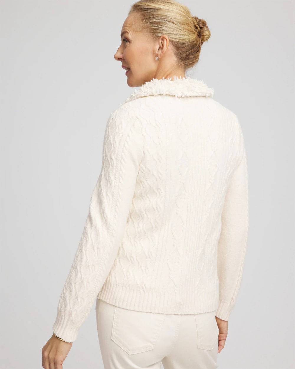 Chico's Fur Trim Moto Cardigan