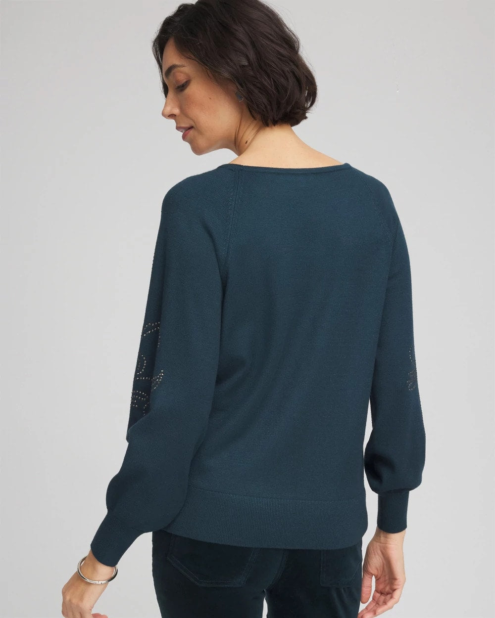 Chico's Heatset Embroidered Pullover