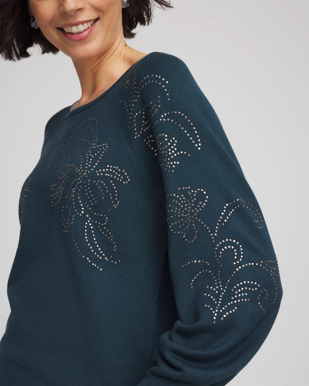 Chico's Heatset Embroidered Pullover
