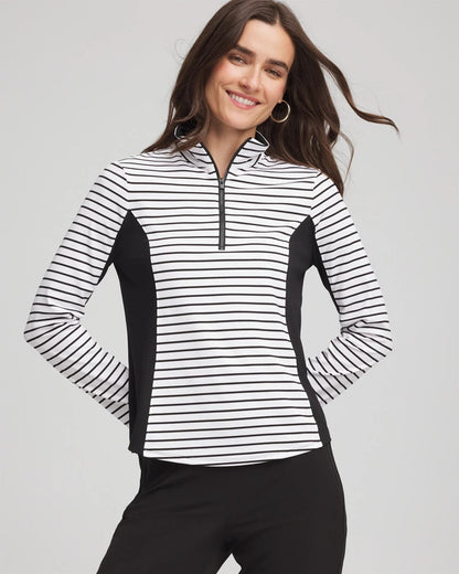 Chico's Zenergy® UPF Striped Block Half Zip