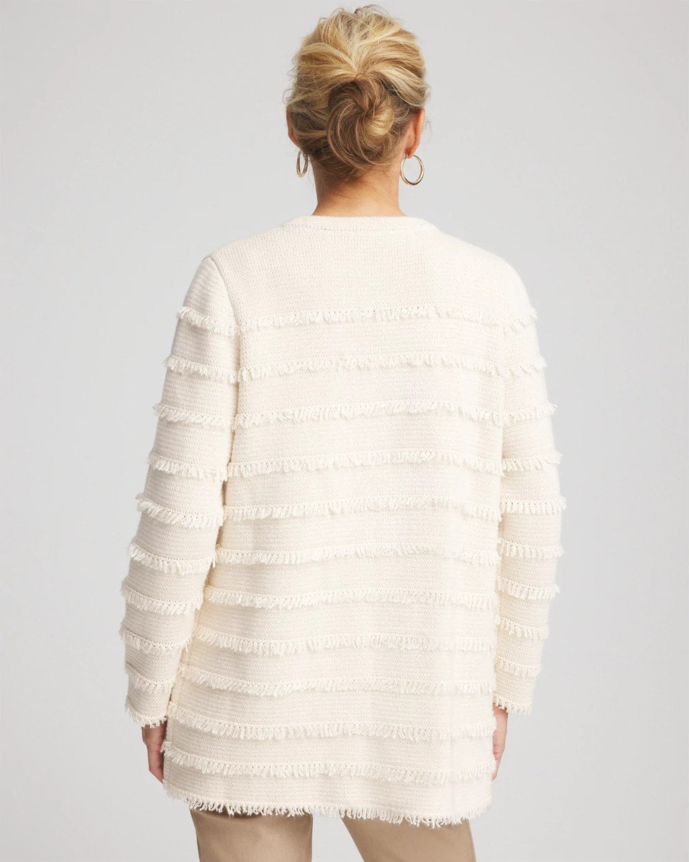 Chico's Fringe Ottoman Knit Cardigan