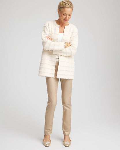 Chico's Fringe Ottoman Knit Cardigan