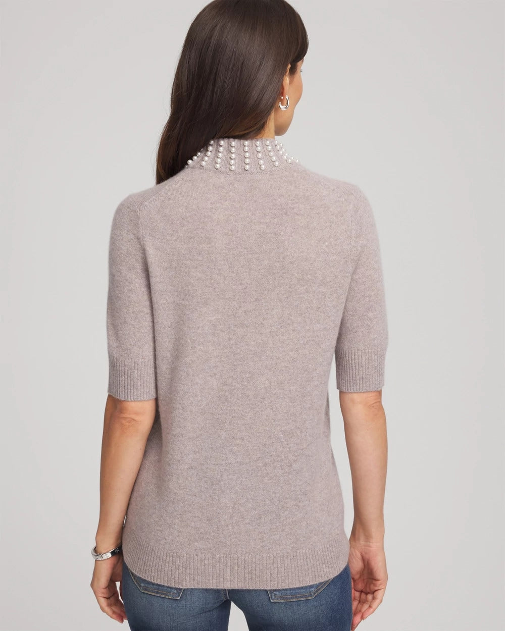Chico's Cashmere Pearl Mockneck Sweater
