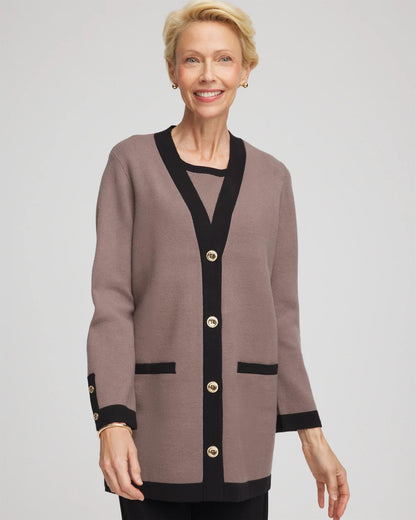 Chico's Travelers™ Tipped Button-Down Cardigan
