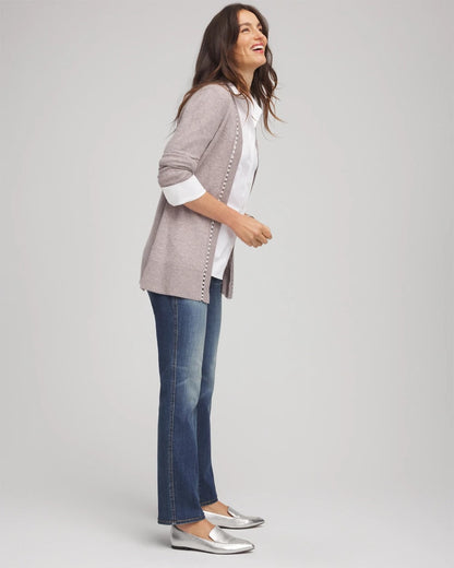 Chico's Cashmere Pearl-Trim Cardigan