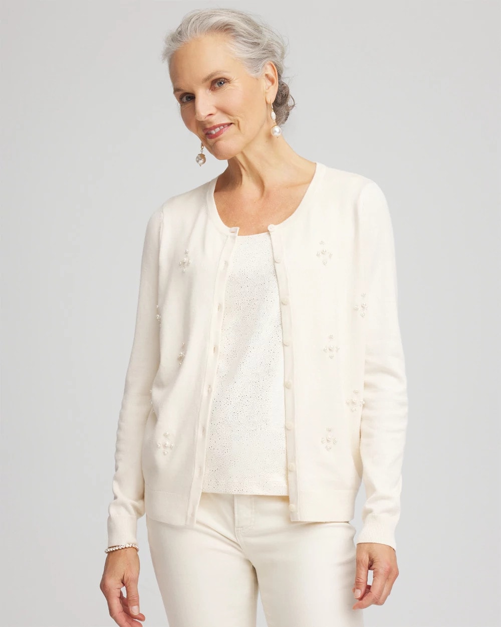 Chico's Embellished Crewneck Cardigan
